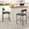 Costway 26" Upholstered Bar Stools Set of 4 with Padded Cushion & Backrest Footrest Brown/Gray